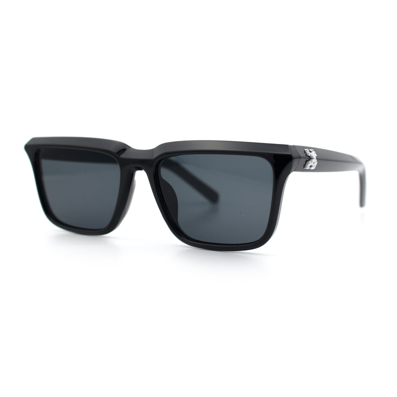 Womens Hipster Narrow Rectangle Horn Rim Plastic Bevel Rim Sunglasses