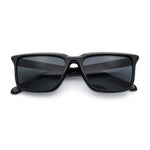 Womens Hipster Narrow Rectangle Horn Rim Plastic Bevel Rim Sunglasses