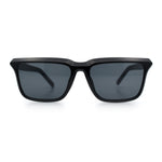 Womens Hipster Narrow Rectangle Horn Rim Plastic Bevel Rim Sunglasses