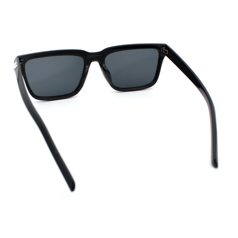 Womens Hipster Narrow Rectangle Horn Rim Plastic Bevel Rim Sunglasses