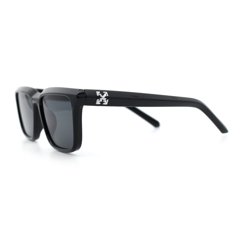 Womens Hipster Narrow Rectangle Horn Rim Plastic Bevel Rim Sunglasses