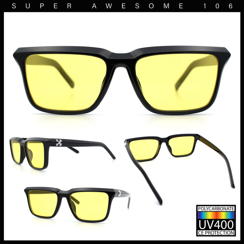 Womens Hipster Narrow Rectangle Horn Rim Plastic Bevel Rim Sunglasses