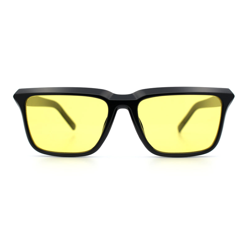 Womens Hipster Narrow Rectangle Horn Rim Plastic Bevel Rim Sunglasses