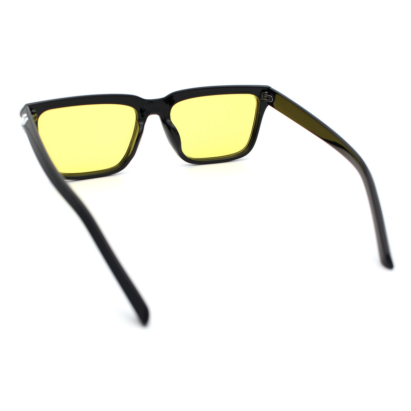 Womens Hipster Narrow Rectangle Horn Rim Plastic Bevel Rim Sunglasses