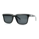 Womens Hipster Narrow Rectangle Horn Rim Plastic Bevel Rim Sunglasses