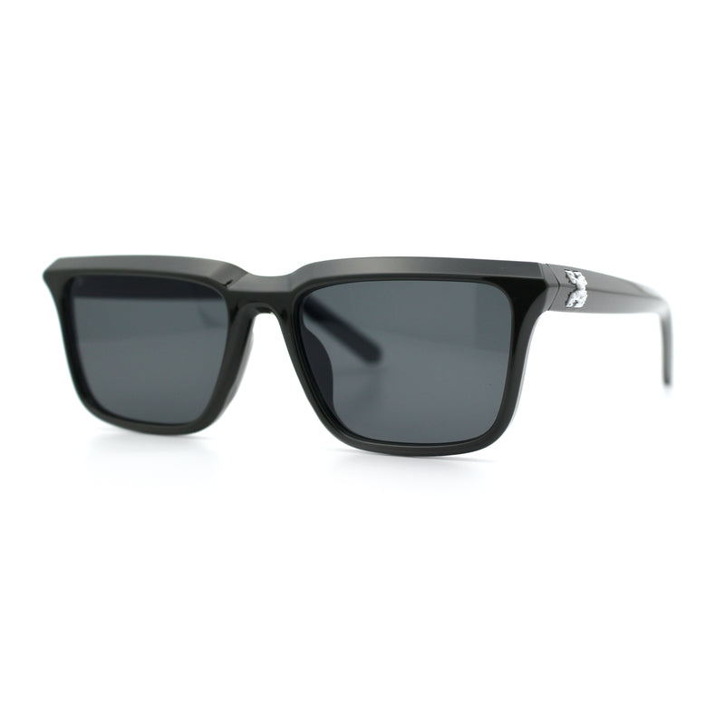 Womens Hipster Narrow Rectangle Horn Rim Plastic Bevel Rim Sunglasses