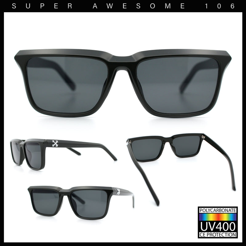 Womens Hipster Narrow Rectangle Horn Rim Plastic Bevel Rim Sunglasses