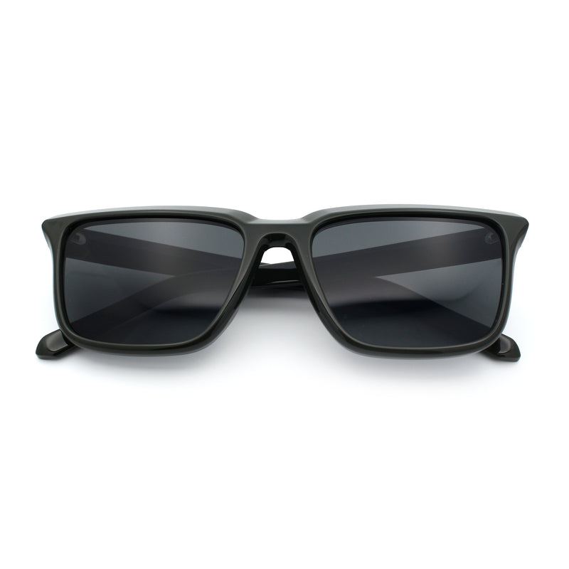 Womens Hipster Narrow Rectangle Horn Rim Plastic Bevel Rim Sunglasses