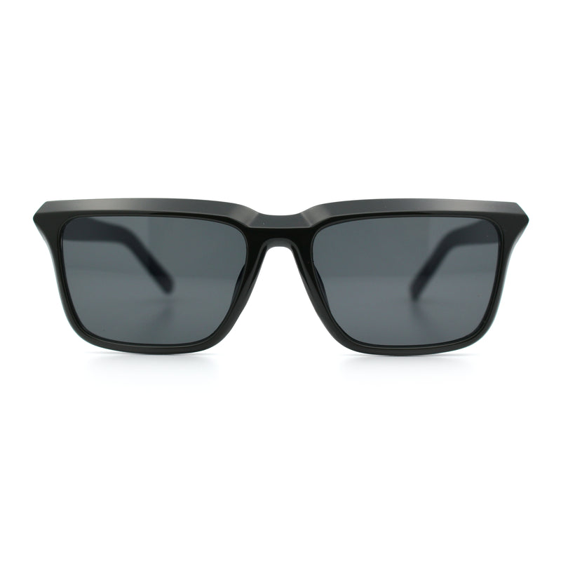 Womens Hipster Narrow Rectangle Horn Rim Plastic Bevel Rim Sunglasses