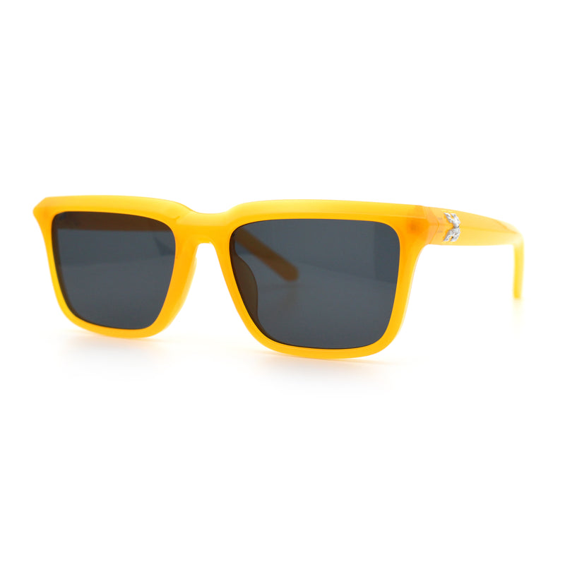 Womens Hipster Narrow Rectangle Horn Rim Plastic Bevel Rim Sunglasses