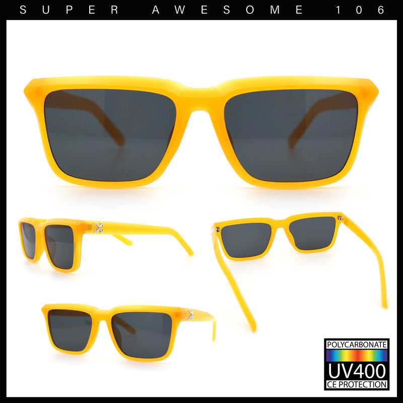 Womens Hipster Narrow Rectangle Horn Rim Plastic Bevel Rim Sunglasses