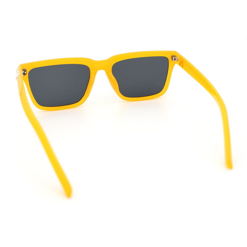 Womens Hipster Narrow Rectangle Horn Rim Plastic Bevel Rim Sunglasses