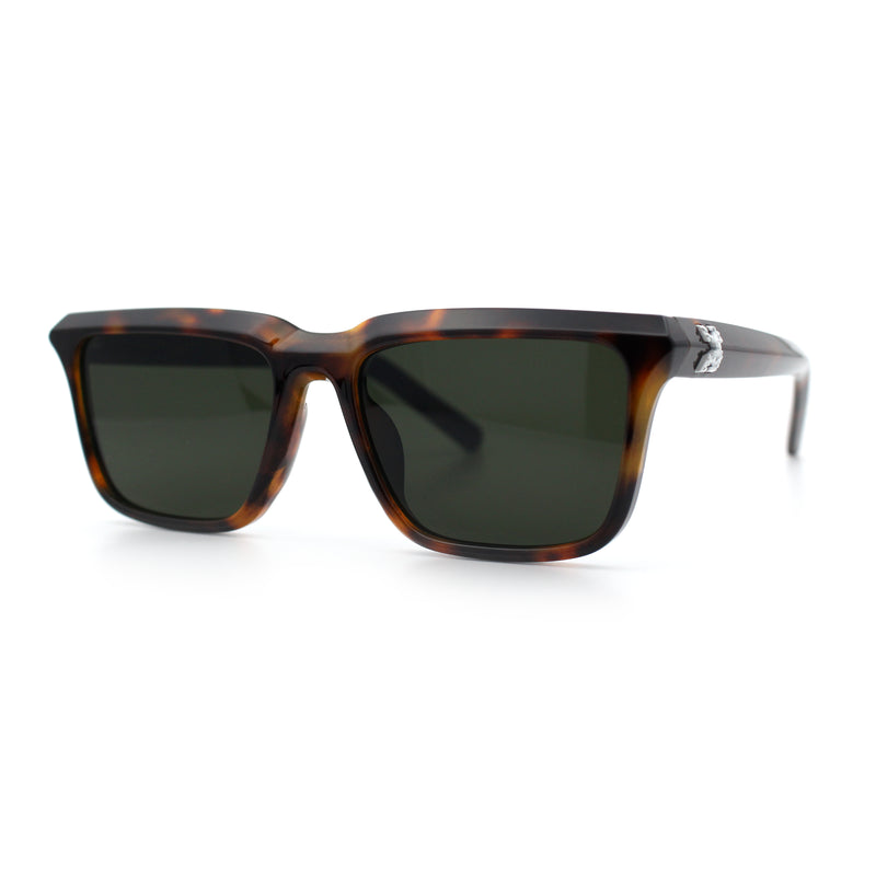 Womens Hipster Narrow Rectangle Horn Rim Plastic Bevel Rim Sunglasses