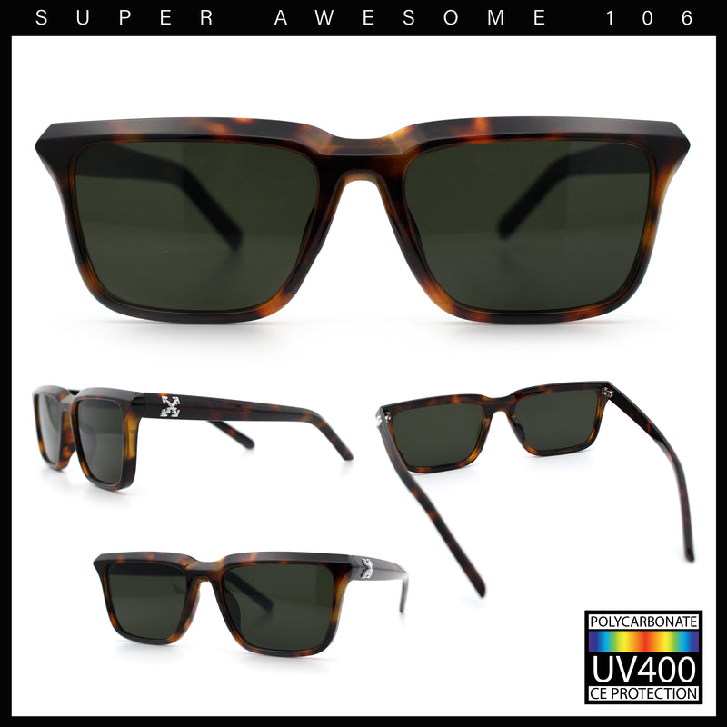 Womens Hipster Narrow Rectangle Horn Rim Plastic Bevel Rim Sunglasses