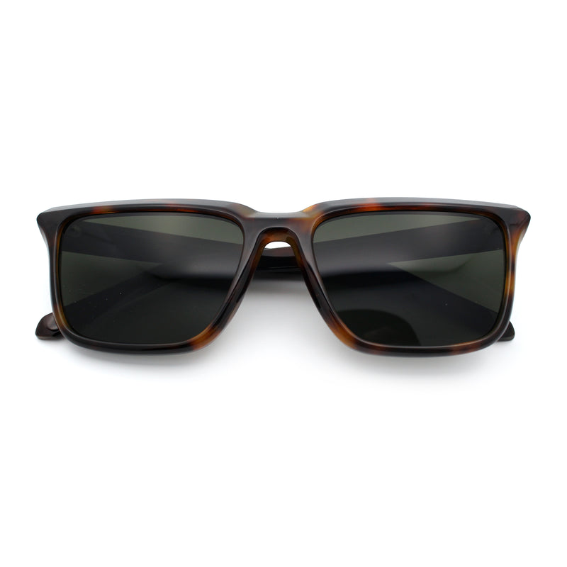 Womens Hipster Narrow Rectangle Horn Rim Plastic Bevel Rim Sunglasses
