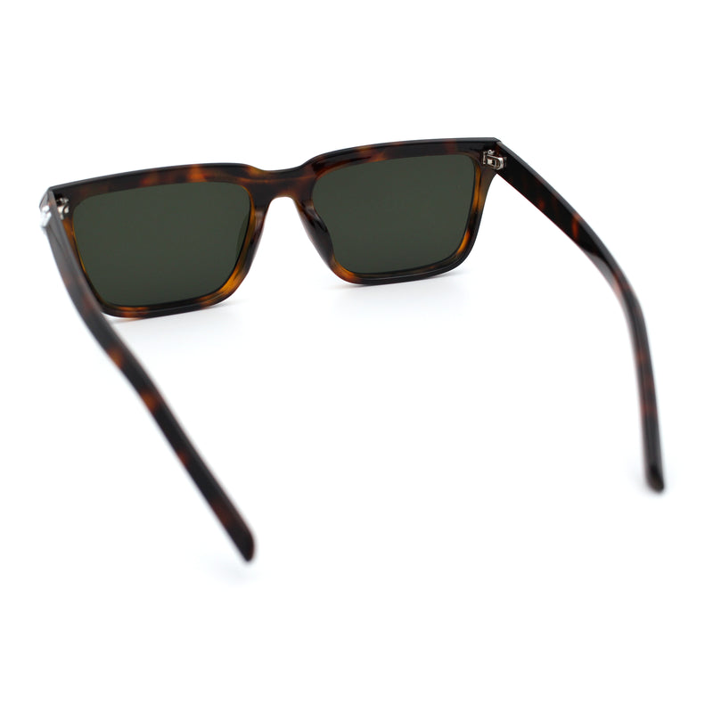 Womens Hipster Narrow Rectangle Horn Rim Plastic Bevel Rim Sunglasses