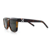 Womens Hipster Narrow Rectangle Horn Rim Plastic Bevel Rim Sunglasses