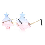 Unique Christmas Tree Rimless Gradient Lens Party Shade Sunglasses