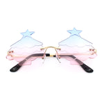 Unique Christmas Tree Rimless Gradient Lens Party Shade Sunglasses