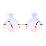 Unique Christmas Tree Rimless Gradient Lens Party Shade Sunglasses