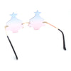 Unique Christmas Tree Rimless Gradient Lens Party Shade Sunglasses