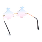 Unique Christmas Tree Rimless Gradient Lens Party Shade Sunglasses