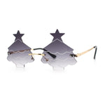 Unique Christmas Tree Rimless Gradient Lens Party Shade Sunglasses