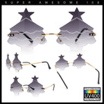 Unique Christmas Tree Rimless Gradient Lens Party Shade Sunglasses