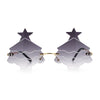 Unique Christmas Tree Rimless Gradient Lens Party Shade Sunglasses