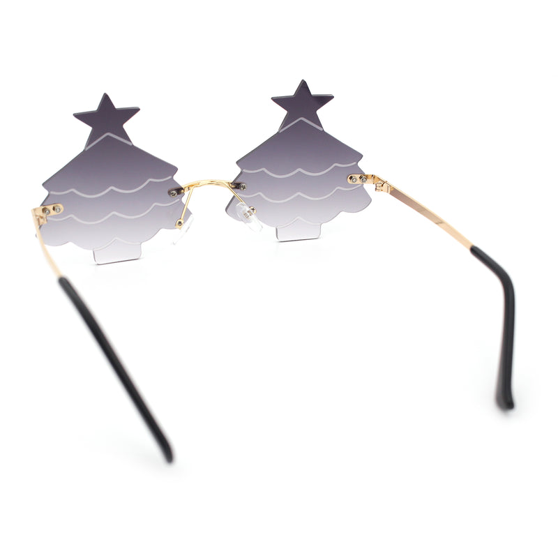 Unique Christmas Tree Rimless Gradient Lens Party Shade Sunglasses
