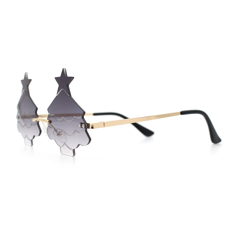 Unique Christmas Tree Rimless Gradient Lens Party Shade Sunglasses