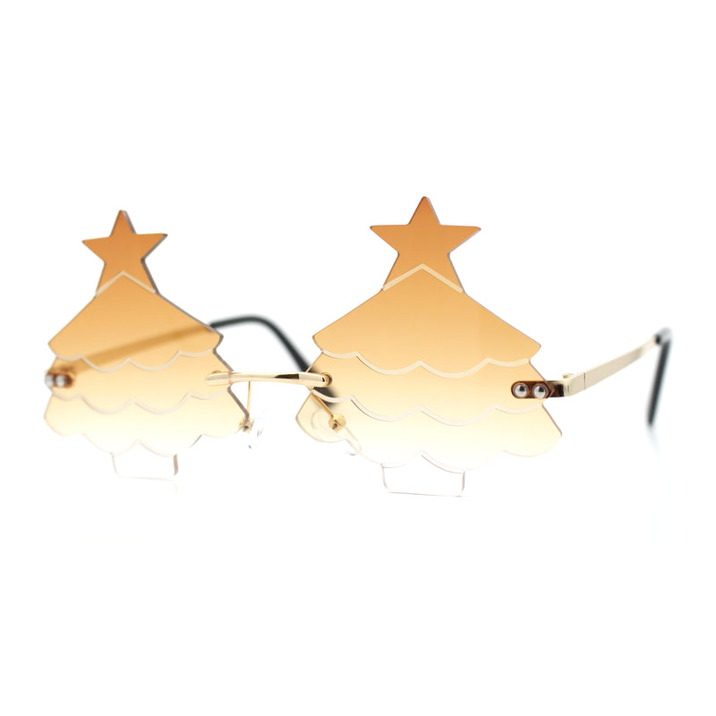 Unique Christmas Tree Rimless Gradient Lens Party Shade Sunglasses