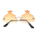 Unique Christmas Tree Rimless Gradient Lens Party Shade Sunglasses