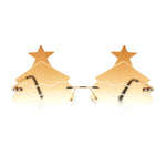 Unique Christmas Tree Rimless Gradient Lens Party Shade Sunglasses