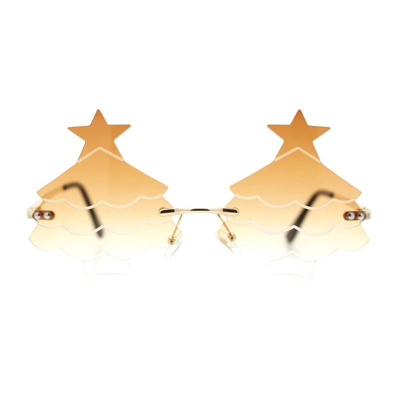 Unique Christmas Tree Rimless Gradient Lens Party Shade Sunglasses