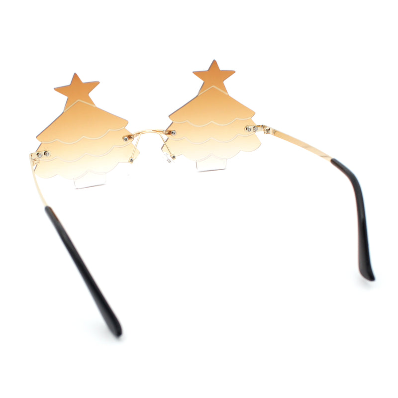 Unique Christmas Tree Rimless Gradient Lens Party Shade Sunglasses