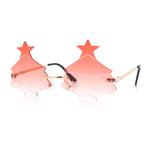 Unique Christmas Tree Rimless Gradient Lens Party Shade Sunglasses