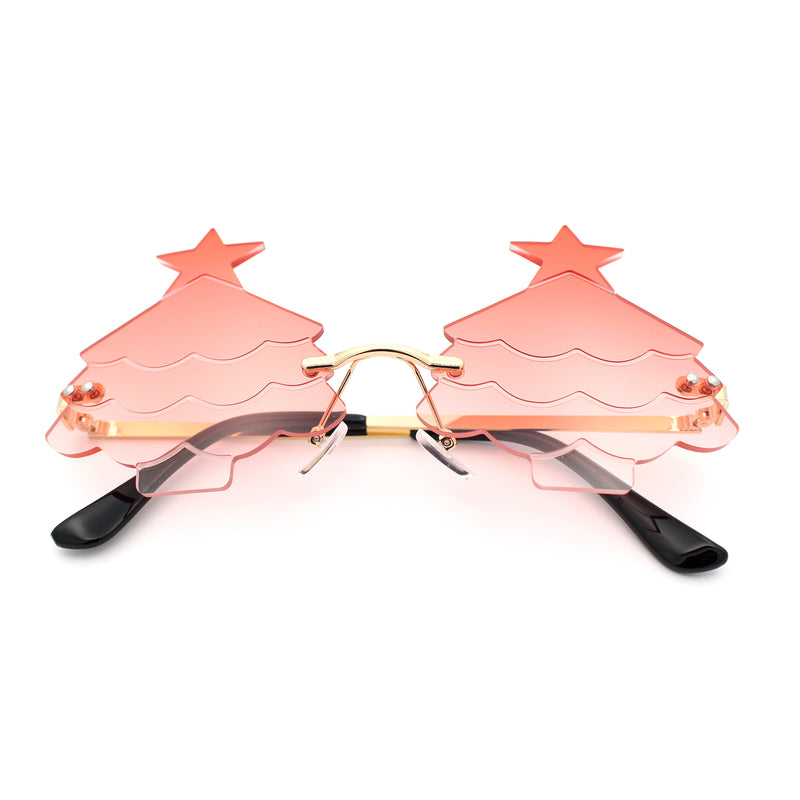 Unique Christmas Tree Rimless Gradient Lens Party Shade Sunglasses