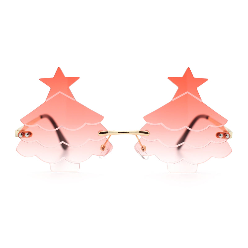 Unique Christmas Tree Rimless Gradient Lens Party Shade Sunglasses