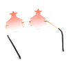 Unique Christmas Tree Rimless Gradient Lens Party Shade Sunglasses
