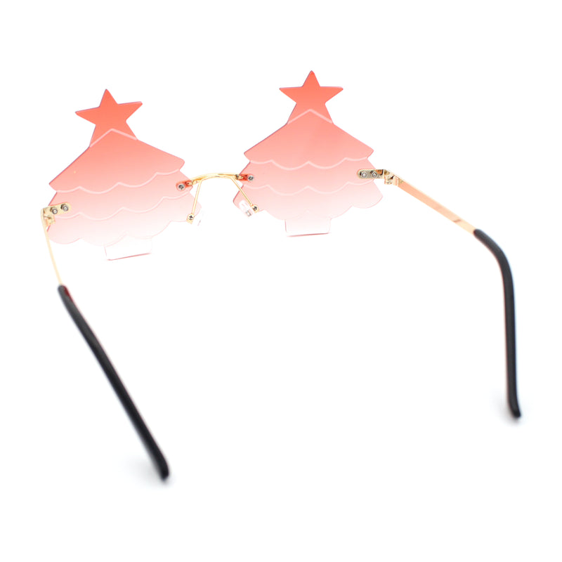 Unique Christmas Tree Rimless Gradient Lens Party Shade Sunglasses
