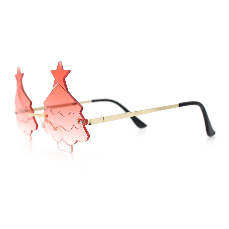 Unique Christmas Tree Rimless Gradient Lens Party Shade Sunglasses