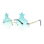 Unique Christmas Tree Rimless Gradient Lens Party Shade Sunglasses