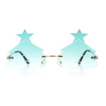 Unique Christmas Tree Rimless Gradient Lens Party Shade Sunglasses