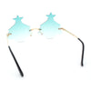 Unique Christmas Tree Rimless Gradient Lens Party Shade Sunglasses