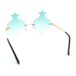 Unique Christmas Tree Rimless Gradient Lens Party Shade Sunglasses