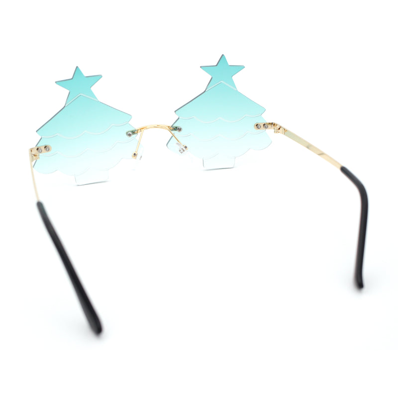 Unique Christmas Tree Rimless Gradient Lens Party Shade Sunglasses