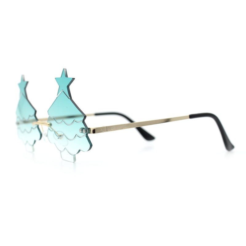 Unique Christmas Tree Rimless Gradient Lens Party Shade Sunglasses