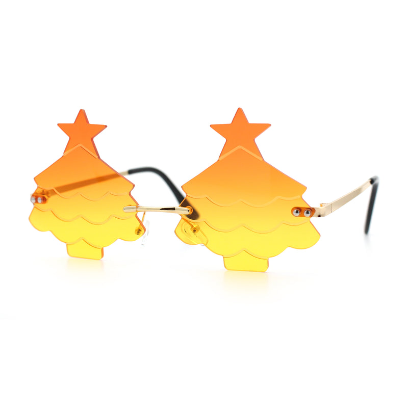 Unique Christmas Tree Rimless Gradient Lens Party Shade Sunglasses