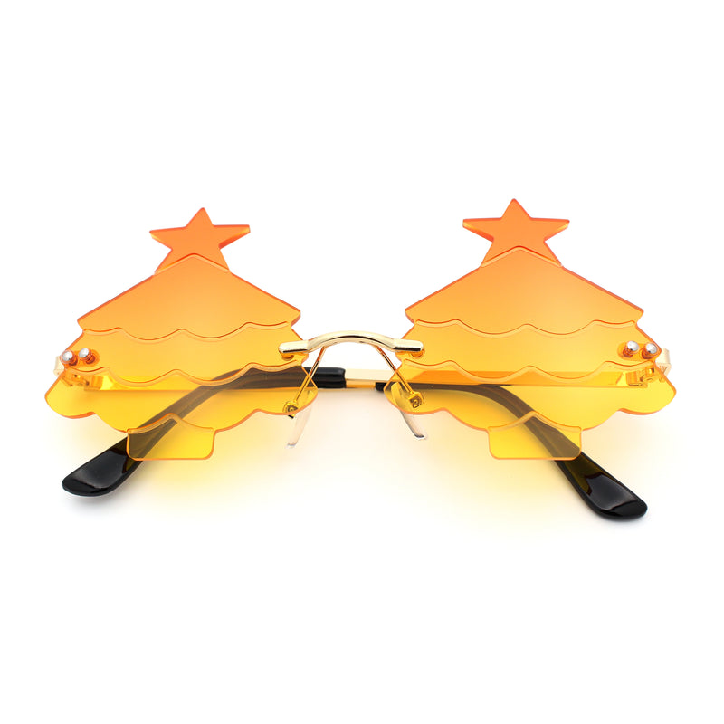 Unique Christmas Tree Rimless Gradient Lens Party Shade Sunglasses